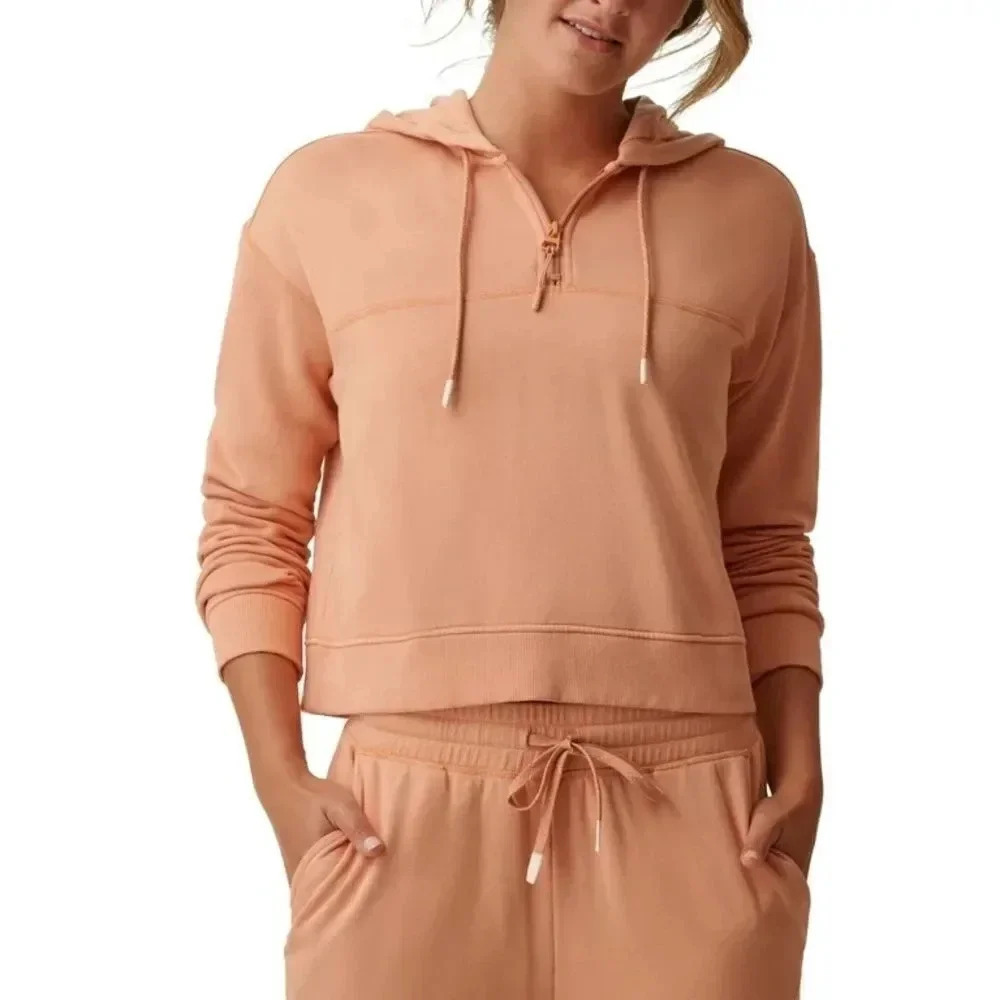 Bass Outdoor Women's Hibernate Half Zip Hoodie Top Orange  NWT